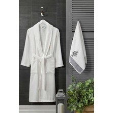 Mira Home Erkek Havlulu Banyo Bornoz Takımı  Pamuklu Beyaz
