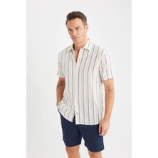 DeFacto Regular Fit Yazlık Polo Yaka Çizgili Pamuklu Kısa Kollu Gömlek C8315AX25SP