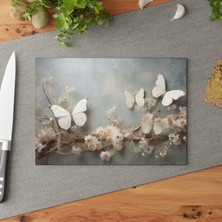 Painted Anarchy Narin Kanatlar Doku Tasarımlı Temperli Cam Kesme Tahtası - Şık ve Dayanıklı Kaymaz Yüzey,