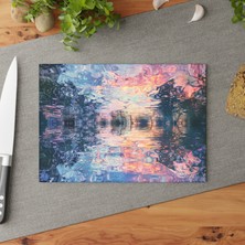 Painted Anarchy Şık Peyzaj Tasarımlı Cam Kesme Tahtası - Çizilmez Temperli Cam, Kaymaz Yüzey