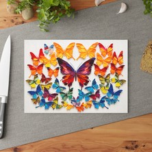 Painted Anarchy Çiçek Desenli Temperli Cam Kesme Tahtası - Şık Tasarım, Kaymaz ve Çizilmez Yüzey, Kolay Temizlenen