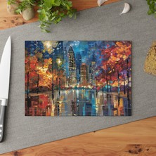 Painted Anarchy Dokulu Sanat Eserlerine Sahip Şık Cam Kesme Tahtası - Kaymaz Yüzeyli Temperli Cam Kesme Tahtası