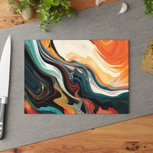 Painted Anarchy Soyut Şekiller Temperli Cam Kesme Tahtası - Şık Tasarım, Kaymaz Yüzey, Çizilmez - Kolay Temizlenen