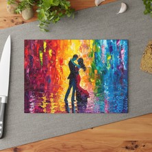 Painted Anarchy Çarpıcı Gece Sahnesi Temperli Cam Kesme Tahtası - Şık Tasarım, Kaymaz Yüzey, Çizilmez,