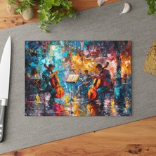 Painted Anarchy Kentsel Şehir Manzarası Cam Kesme Tahtası - Şık Temperli Cam