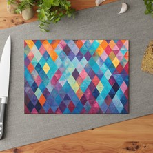 Painted Anarchy Şık Geometrik Cam Kesme Tahtası Seti | Temperli Cam, Kaymaz Yüzey, Çizilmez | Kolay Temizlenen