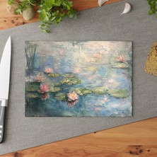 Painted Anarchy Nilüferden Esinlenen Temperli Cam Kesme Tahtası Seti - Kaymaz Yüzeyli, Çizilmez ve Şık - Dayanıklı