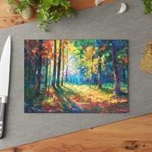 Painted Anarchy Kentsel Şehir Manzarası Cam Kesme Tahtası - Şık Tasarım | Temperli Cam | Kaymaz Yüzey | Çizilmez |