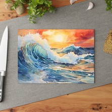 Painted Anarchy Çarpıcı Peyzaj Cam Kesme Tahtası - Şık Temperli Cam, Kaymaz Yüzey, Çizilmez ve Kolay Temizlenebilir