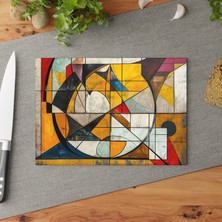 Painted Anarchy Şık Soyut Sanat Temperli Cam Kesme Tahtası - Kaymaz Yüzey, Çizilmez ve Temizlemesi Kolay