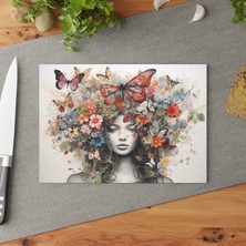 Painted Anarchy Doğadan Esinlenen Şık Temperli Cam Kesme Tahtası - Çizilmez Kaymaz Yüzey - Kolay Temizlenebilir