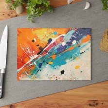 Painted Anarchy Şık Doku Sanatsal Cam Kesme Tahtası - Temperli Cam, Kaymaz Yüzey, Çizilmez - Kolay Temizlenebilir