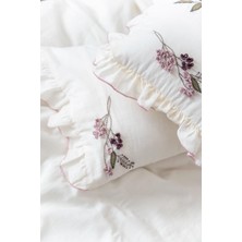 Ecocotton Olivia Kız Bebek Nevresim Takımı %100 Keten El Nakışlı Krem 100X150 cm