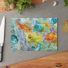 Painted Anarchy Soyut Şekiller Temperli Cam Kesme Tahtası - Kaymaz Yüzeyli, Şık, Çizilmez  - Kolay Temizlenir