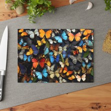 Painted Anarchy Çiçek Desenli Temperli Cam Kesme Tahtası - Şık Tasarım, Kaymaz Yüzey, Çizilmez