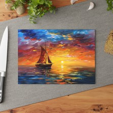 Painted Anarchy Zarif Gece Sahnesi Temperli Cam Kesme Tahtası - Şık Kaymaz Tasarım, Çizilmez, Temizlemesi Kolay