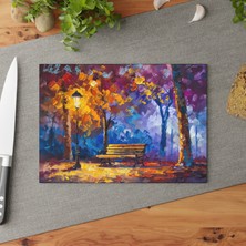 Painted Anarchy Renkli Manzara Temperli Cam Kesme Tahtası Seti - Şık ve Dayanıklı