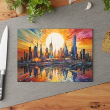 Painted Anarchy Şık Sunrise Dokulu Cam Kesme Tahtası - Kaymaz Temperli Cam, Çizilmez, Kolay Temizlenen
