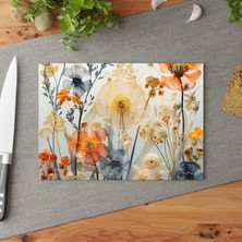 Painted Anarchy Çiçek Desenli Temperli Cam Kesme Tahtası - Şık ve Dayanıklı