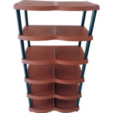 Foldhom Plastik Ayakkabılık ve Terlik Rafı 6 Katlı - Kahverengi