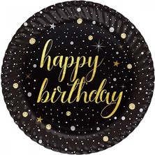 Roll-Up Karton Tabak 8'Li 23Cm Happy Birthday Işıltılı