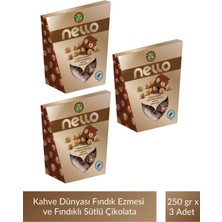Kahve Dünyası Nello Fındık Ezmesi ve Bütün Fındıklı Sütlü Çikolata 250 gr x 3 Adet
