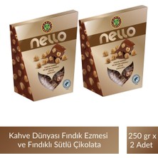 Kahve Dünyası Nello Fındık Ezmesi ve Bütün Fındıklı Sütlü Çikolata 250 gr x 2 Adet