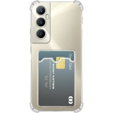 Kzy Realme C65 ile Uyumlu Kapak Kamera Korumalı Kartlıklı Darbe Emici Özellikli Şeffaf Silikon Kılıf
