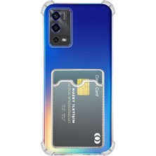 Kzy Oppo A55 ile Uyumlu Kapak Kamera Korumalı Kartlıklı Darbe Emici Özellikli Şeffaf Silikon Kılıf