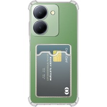 Kzy Vivo Y27S 4g ile Uyumlu Kapak Kamera Korumalı Kartlıklı Darbe Emici Özellikli Şeffaf Silikon Kılıf