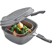 Oms 7 Parça Granit Multi Cooker Tencere Seti Gri