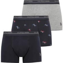 U.s. Polo Assn.  Erkek 201 Lacivert- Gri Melanj-Lacivert 3 Lü Boxer