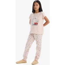 DeFacto %100 Pamuklu Anime Baskılı Pijama Takımı Kız Çocuk E0542A825SM
