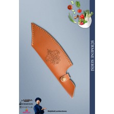 Sürmene Serisi Outdoor Bıçak Kamp Bıçağı Mutfak Şef Bıçak Bıçağı Deri Kılıflı Kahverengi (OUT-003)