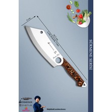 Sürmene Serisi Outdoor Bıçak Kamp Bıçağı Mutfak Şef Bıçak Bıçağı Deri Kılıflı Kahverengi (OUT-003)