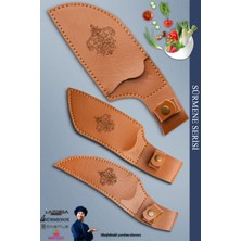 Sürmene Serisi Outdoor Bıçak Kamp Bıçağı Mutfak Şef Bıçak Bıçağı Deri Kılıflı 3 Lü Set (OUT-009)