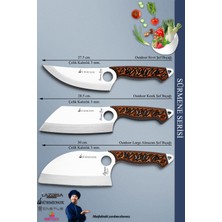 Sürmene Serisi Outdoor Bıçak Kamp Bıçağı Mutfak Şef Bıçak Bıçağı Deri Kılıflı 3 Lü Set (OUT-009)