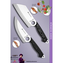Sürmene Serisi Outdoor Bıçak Kamp Bıçağı Mutfak Şef Bıçak Bıçağı Deri Kılıflı 2 Li Set (OUT-0008)
