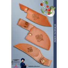 Sürmene Serisi Outdoor Bıçak Kamp Bıçağı Mutfak Şef Bıçak Bıçağı Deri Kılıflı 3 Lü Set OUT-008