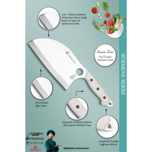 Sürmene Serisi Outdoor Bıçak Kamp Bıçağı Mutfak Şef Bıçak Bıçağı Deri Kılıflı Beyaz (OUT-004)