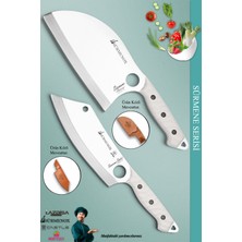 Sürmene Serisi Outdoor Bıçak Kamp Bıçağı Mutfak Şef Bıçak Bıçağı Deri Kılıflı 2 Li Set (OUT-007)