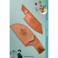 Sürmene Serisi Outdoor Bıçak Kamp Bıçağı Mutfak Şef Bıçak Bıçağı Deri Kılıflı 2 Li Set (OUT-007)