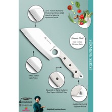 Sürmene Serisi Outdoor Bıçak Kamp Bıçağı Mutfak Şef Bıçak Bıçağı Deri Kılıflı Beyaz (OUT-005)