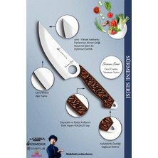 Sürmene Serisi Outdoor Bıçak Kamp Bıçağı Mutfak Şef Bıçak Bıçağı Deri Kılıflı 2 Li Set Kahverengi (OUT-007)