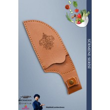 Sürmene Serisi Outdoor Bıçak Kamp Bıçağı Mutfak Şef Bıçak Bıçağı Deri Kılıflı Kahverengi (OUT-002)