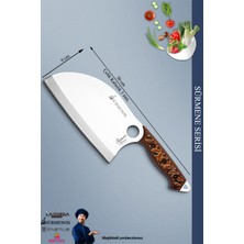 Sürmene Serisi Outdoor Bıçak Kamp Bıçağı Mutfak Şef Bıçak Bıçağı Deri Kılıflı Kahverengi (OUT-002)