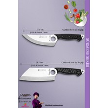Sürmene Serisi Outdoor Bıçak Kamp Bıçağı Mutfak Şef Bıçak Bıçağı Deri Kılıflı 2 Li Set (OUT-0008)