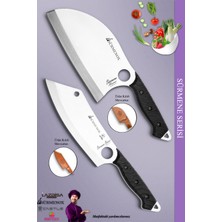 Sürmene Serisi Outdoor Bıçak Kamp Bıçağı Mutfak Şef Bıçak Bıçağı Deri Kılıflı 2 Li Set (OUT-0007)