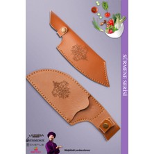 Sürmene Serisi Outdoor Bıçak Kamp Bıçağı Mutfak Şef Bıçak Bıçağı Deri Kılıflı 2 Li Set (OUT-0007)