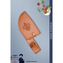 Sürmene Serisi Outdoor Bıçak Kamp Bıçağı Mutfak Şef Bıçak Bıçağı Deri Kılıflı Kahverengi (OUT-004)